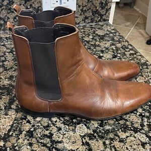 Topman Tan Leather Ankle Boots